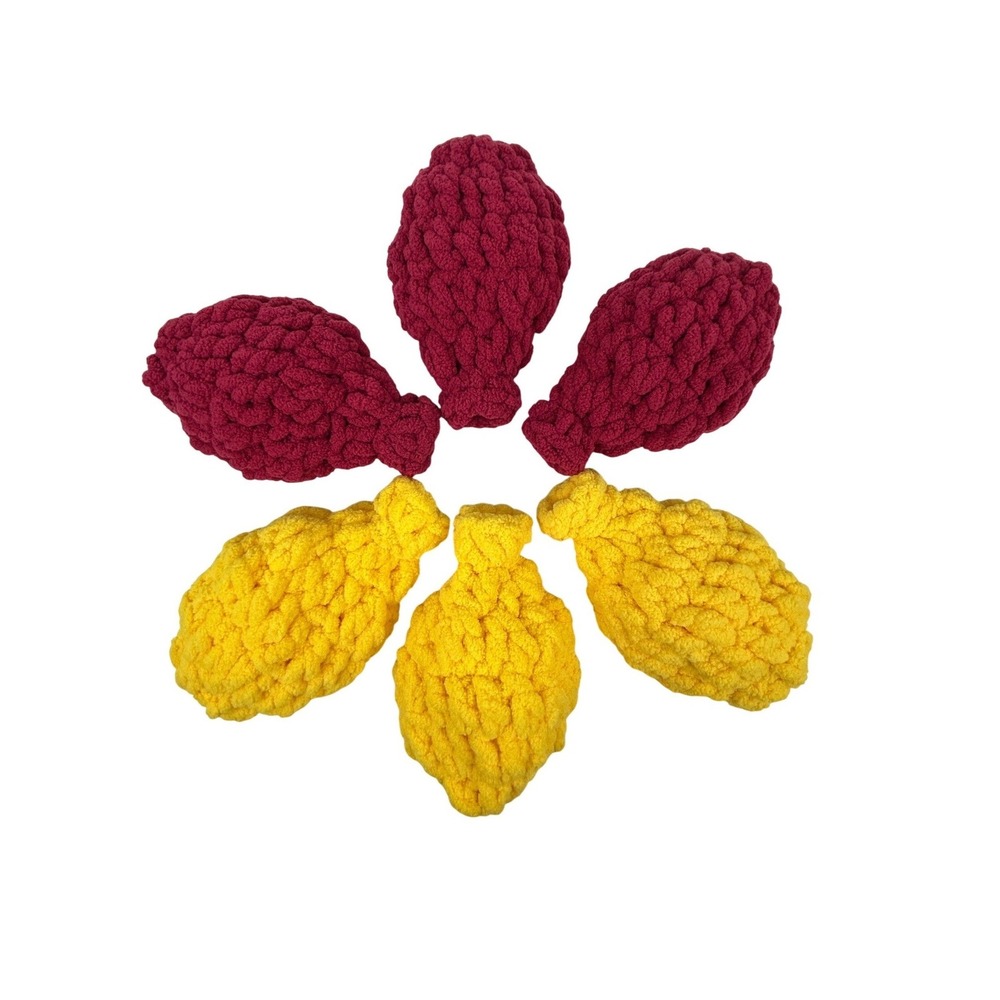 Reusable Crochet Water Balloons Handmade Latex Free Red Yellow Set of 6